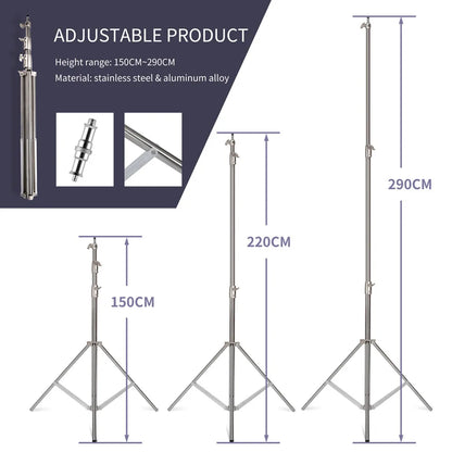 2.8M Stainless Steel Tripod Light Stand – Foldable Magic Leg C-Stand for Spot Light, Softbox, Photography Studio