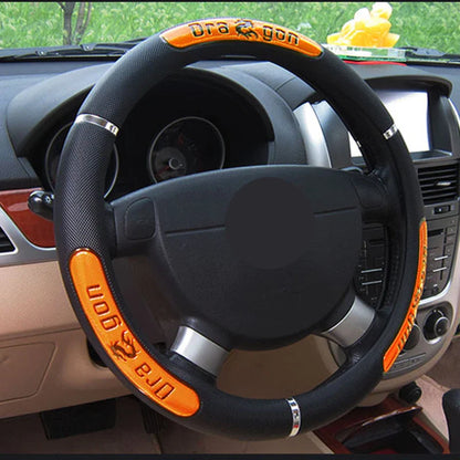 Reflective Faux Leather Car Steering Wheel Cover - China Dragon Design, Elastic Fit, 100% Brand New