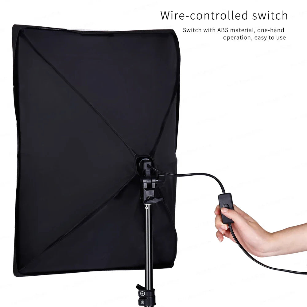 30W-40W Photography Softbox Lighting Kit – 50x70CM Continuous Soft Light for Studio and Portrait Shooting