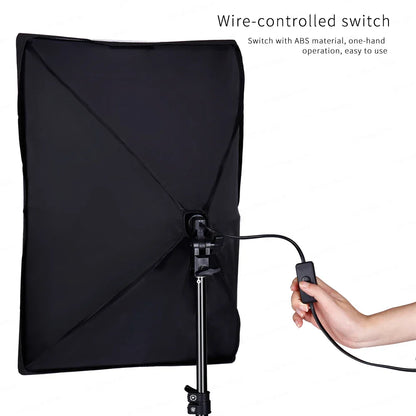 30W-40W Photography Softbox Lighting Kit – 50x70CM Continuous Soft Light for Studio and Portrait Shooting