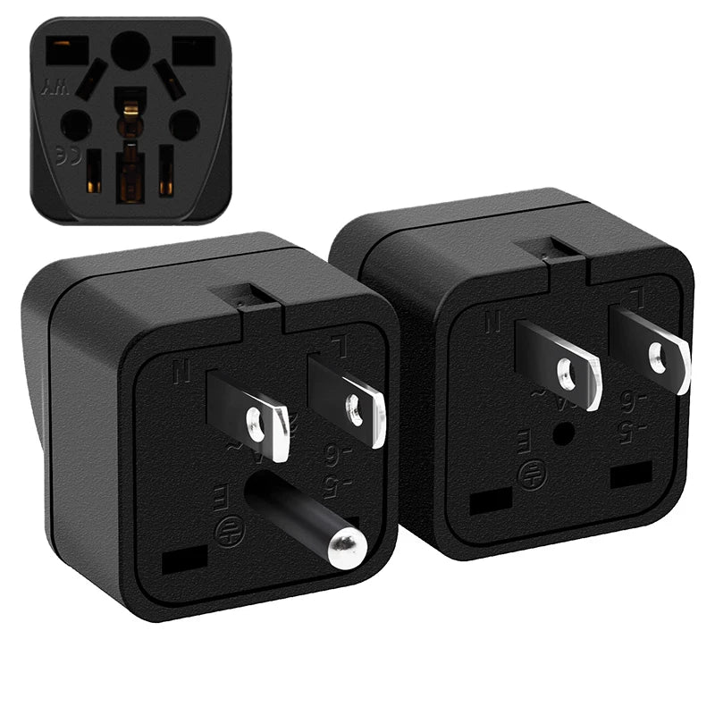 Universal AC Power Adapter – German, Russia, AU, UK, KR, EU to US Type B 10A Travel Converter for USA & Japan