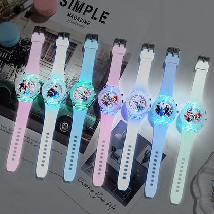Disney Frozen Princess Kids Watch - Girls' Luminous LED Colorful Wristwatch for Students & Ladies