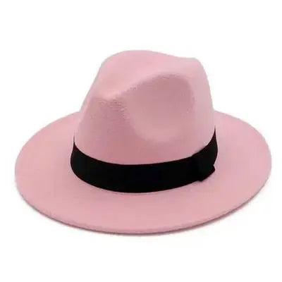 Unisex Black Fedora Hat – Wide Brim Jazz Panama Top Hat for Autumn and Winter – Classic Gentleman Style