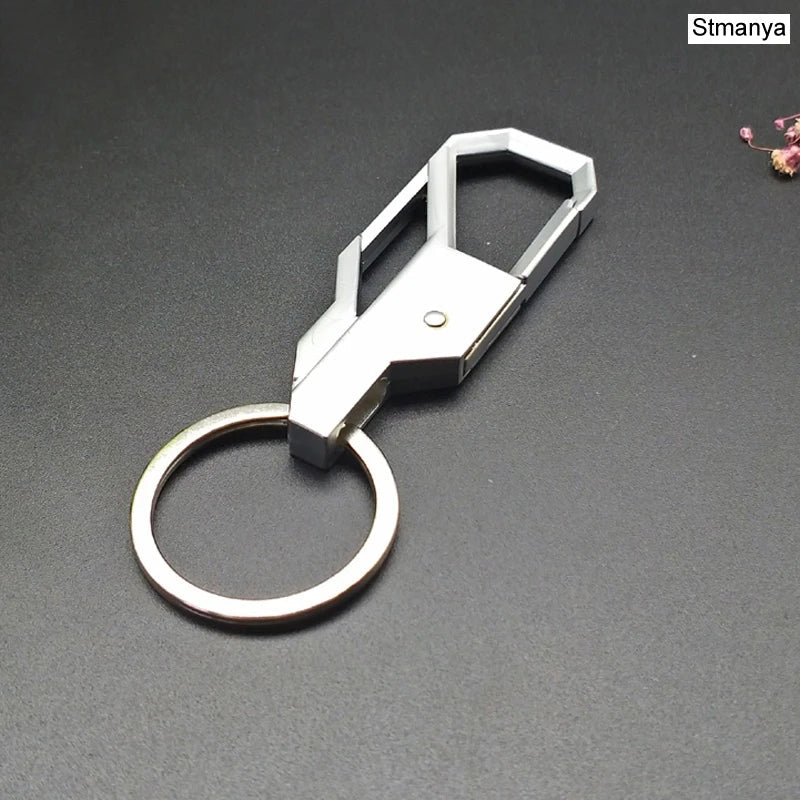3-Color Silver Metal Keychain – Classic Inlay Key Ring, Romantic Gift for Men & Women