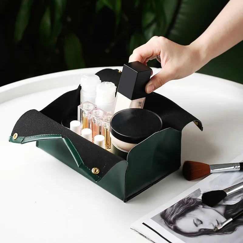 PU Leather Tissue Box Cover - Elegant Car and Desktop Napkin Holder, Bedroom Tissue Dispenser, Versatile Toilet Paper Container