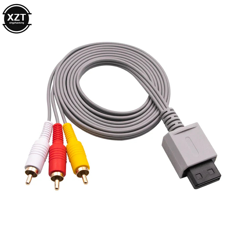 1.8m 3-RCA AV Cable for Nintendo Wii – Gold-Plated Composite Audio Video Cord
