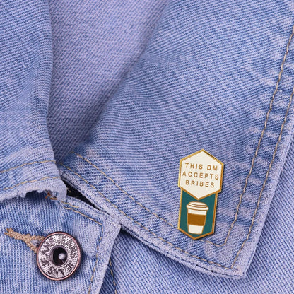 DND Dungeon Master Brooch Pin - Tasty Coffee Lapel Badge Tabletop RPG Gamer Collectible Accessory