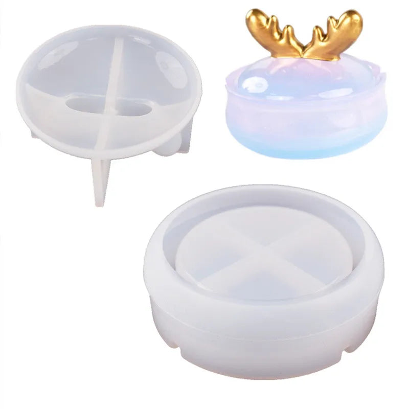 DIY Round Stripe Crystal Epoxy Resin Storage Box Silicone Mold