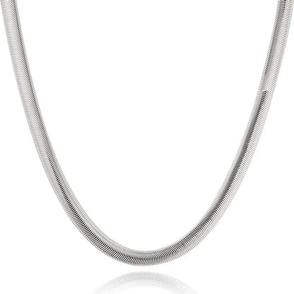 DOTEFFIL 925 Sterling Silver 6mm Flat Snake Chain Necklace — 16/18/20/22/24 Inch for Men & Women, Fashion, Wedding & Party Jewelry