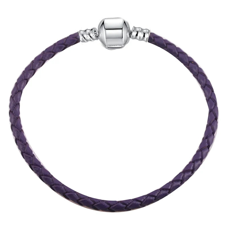 BAOPON 9-Color Leather Charm Bracelet - DIY Chain Jewelry Gift for Women & Girls
