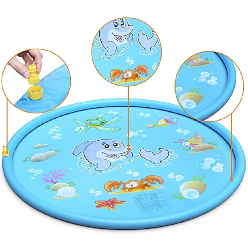 100/170 CM Children's Inflatable Water Spray Pad - Summer Beach Outdoor Game Toy for Lawn & Pool Fun