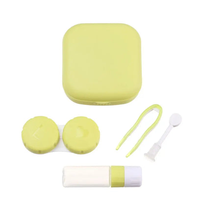Square Contact Lens Case – Portable Travel Lens Storage & Soaking Box Holder, Solid Color Fashion Eyewear Accessory Container
