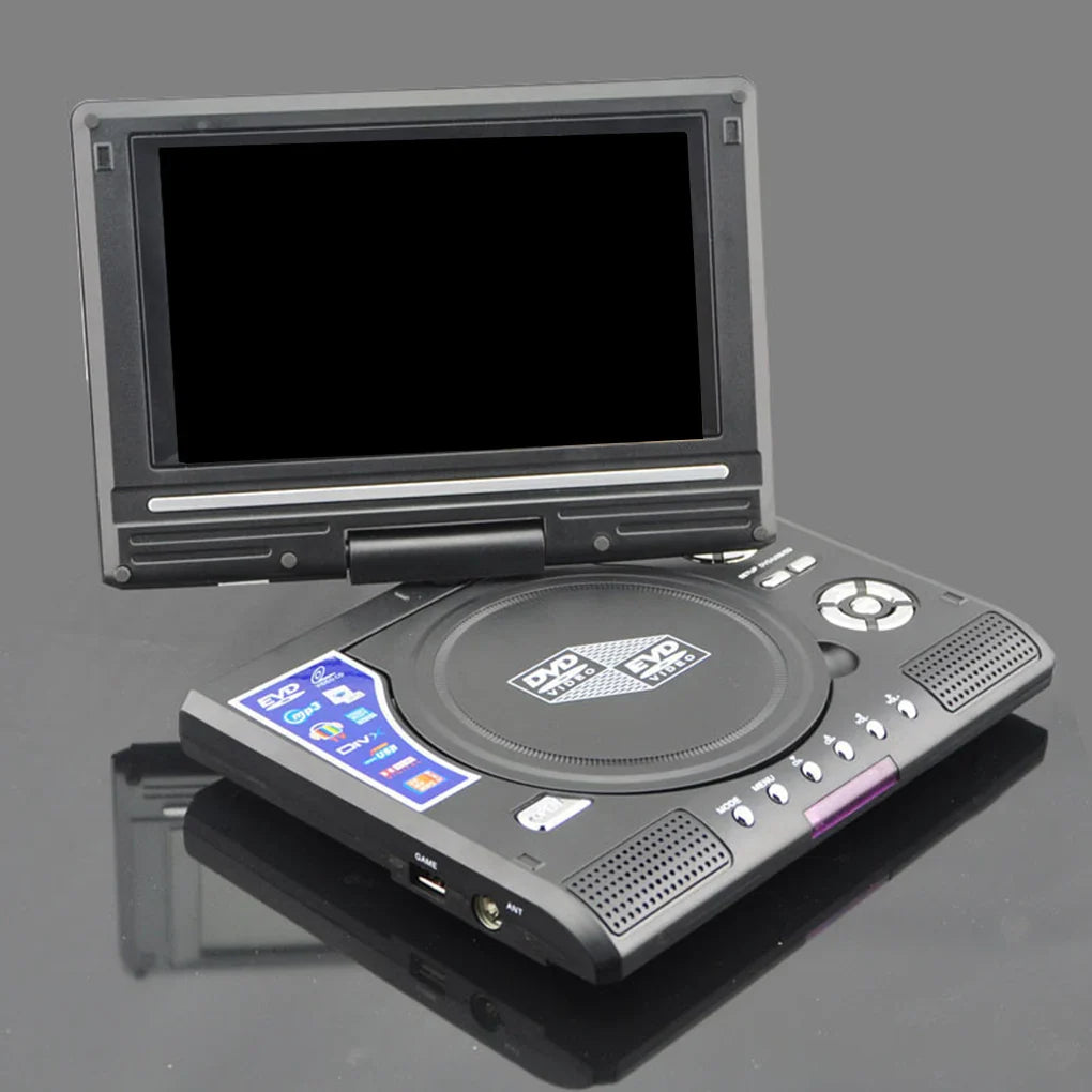 7.8" Portable DVD Player with 270° Swivel Screen & Remote Control – CD Disc Compatible, Home Theater, Multi-Region Plug (US/EU/UK/AU)