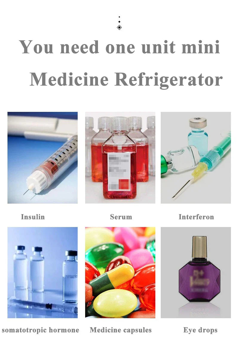 Mini Portable Insulin Refrigerator – 7800mAh Cooler for Insulin, Serum & Capsules, 260ml Capacity