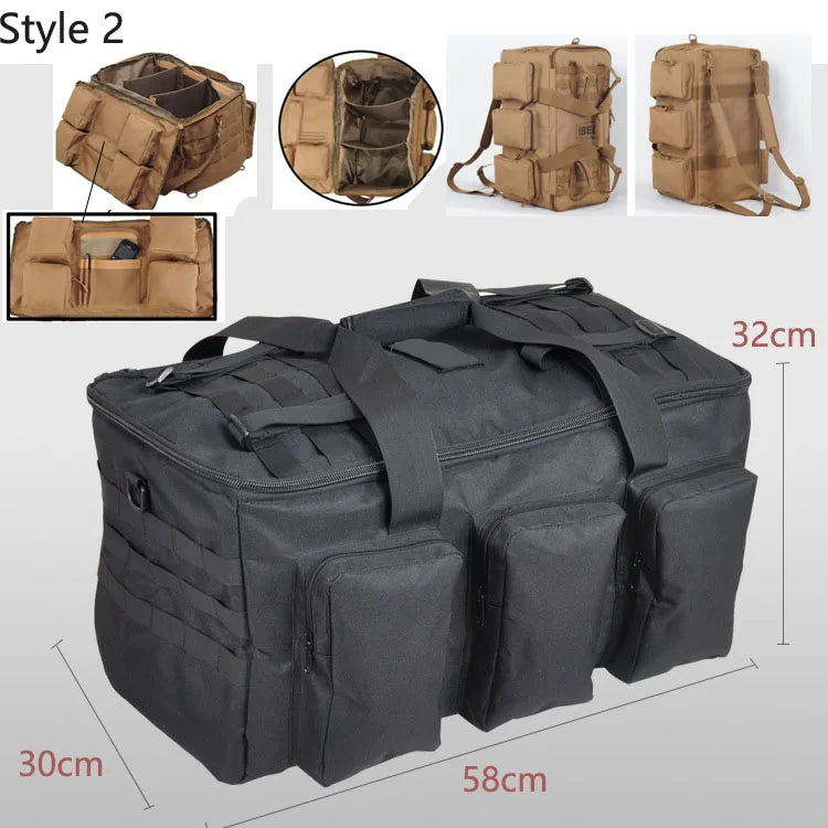 55L Tactical Duffel Bag – Large Camping Backpack for Hiking, Mountaineering, Travel & Gym, Men's Weekend Utility Bag