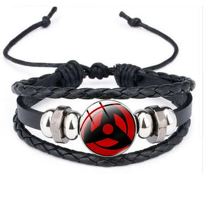 Anime Sharingan Eye Leather Bracelet – Vintage Goth Fashion Bangle for Men Fans Jewelry Gift