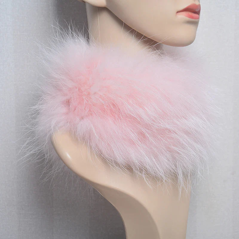 2025 Real Fox Fur Scarf and Headband – Luxury Winter Neck Warmer for Women, 100% Natural Fur, Elastic Ring Muffler