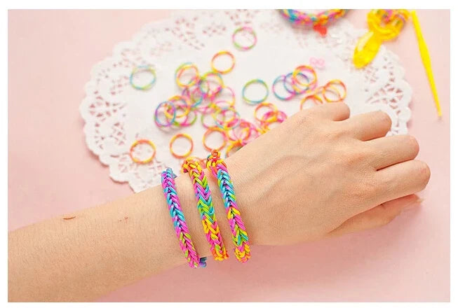 NICE! 600pcs Rainbow Loom Rubber Bands – DIY Bracelet Making Kit for Kids, Hair Ties, Xmas Gift 2021