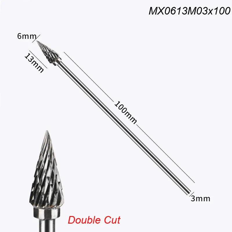 Extra Long 100mm Rotary Rasp File | Carbide Burr Alloy Bits for Metal & Wood Carving | Milling Cutter Drill Abrasive Tool