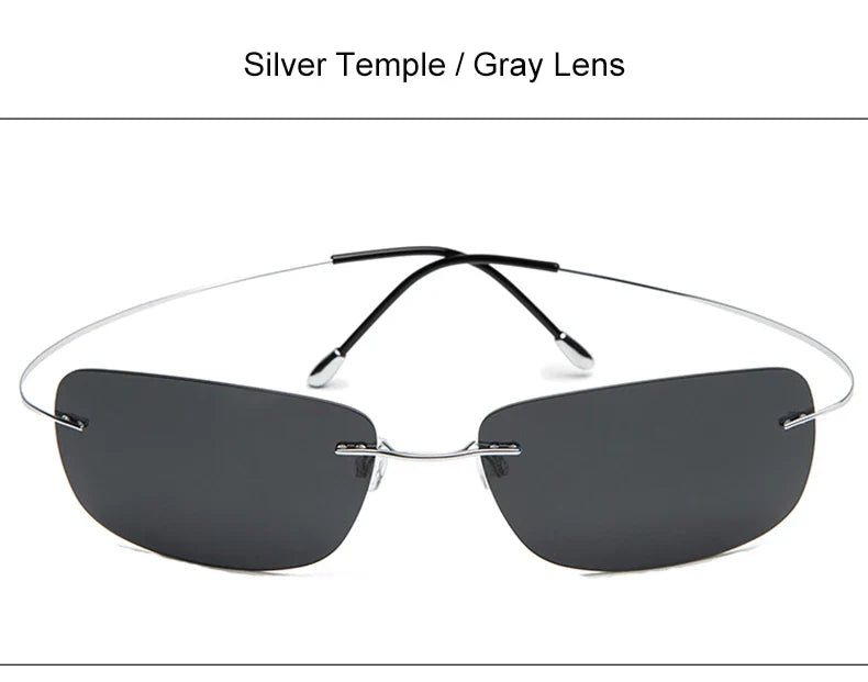 Krasivyy Rimless Square Polarized Sunglasses – Ultralight Pure Titanium, Brand Design for Men, Driving Sun Glasses, Oculos De Sol