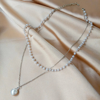 SUMENG 2024 Kpop Pearl Choker Necklace – Double Layer Pendant Jewelry Gift for Women