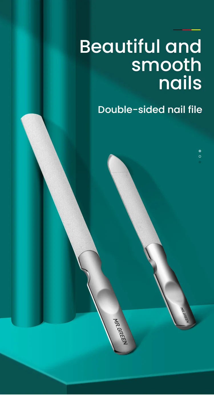 MR.GREEN Double-Sided Nail File — Stainless Steel Manicure & Pedicure Tool for Professional Finger & Toe Care