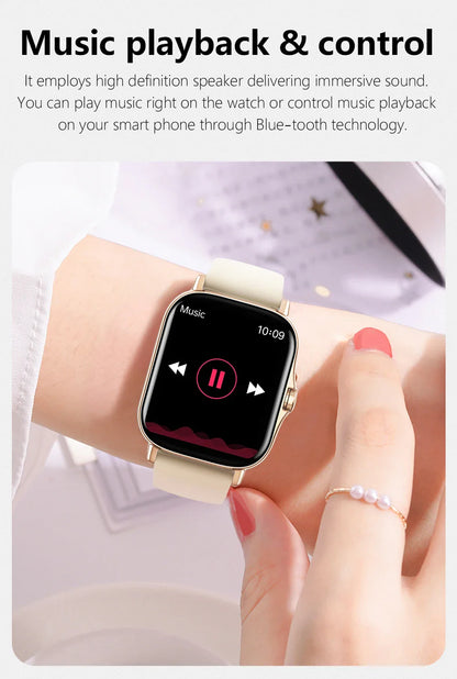Smartwatch with Full Touch Screen — Call, Message Reminder, Music Control & Multi-Function Fitness Tracker, Compatible with iPhone & Android