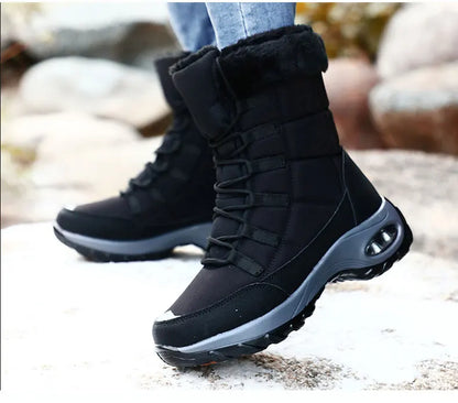 Women’s Waterproof Winter Snow Boots – Warm Plush Fur, Non-Slip Outdoor Platform Ankle Boots