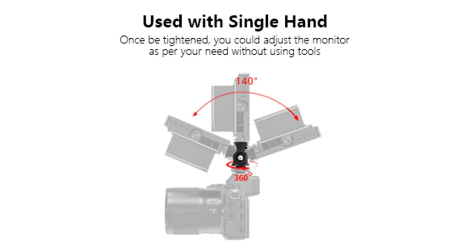 TOAZOE DSLR Camera Monitor Mount – Adjustable Swivel & Tilt Clamp with Cold Shoe Base for Flash & DIY Accessories