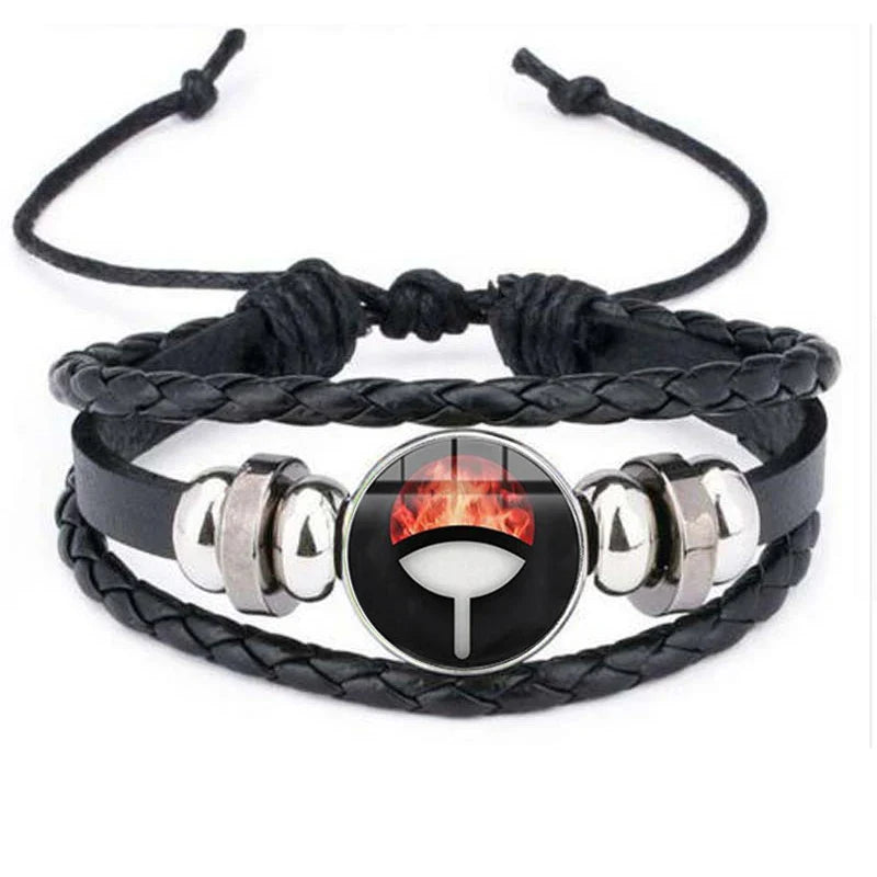 Anime Sharingan Eye Leather Bracelet – Vintage Goth Fashion Bangle for Men Fans Jewelry Gift