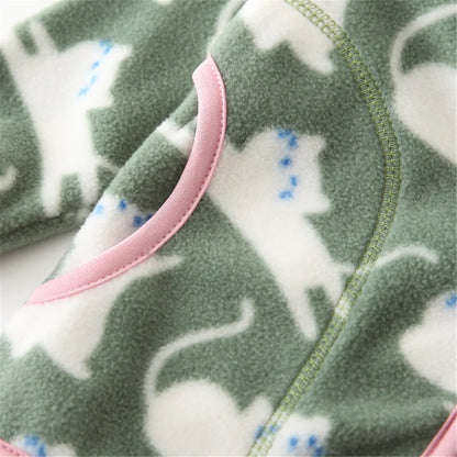 Jumping Meters Dinosaur Zipper Jacket – Kids Fleece Coat with Pockets, Fashionable Outerwear for Boys & Girls