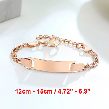 Custom Engraved Mom Bracelet – Personalized Figaro Link Bangle with Names & Birthday Date