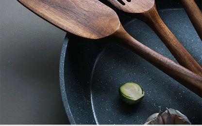 1-7pcs Teak Wood Tableware Set – Natural Wooden Spoons, Colander Spoon & Soup Skimmer Cooking Tool Kit
