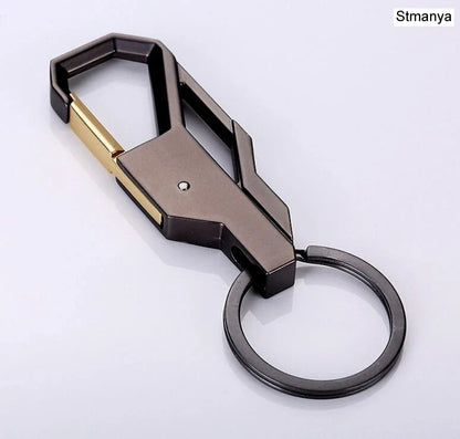 3-Color Silver Metal Keychain – Classic Inlay Key Ring, Romantic Gift for Men & Women