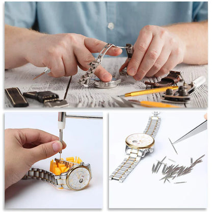 212pcs Watch Repair Tool Kit – Watch Opener, Screwdrivers, Pry Knife, Pin Hammer & Band Link Set for Watchmakers and Clockmakers