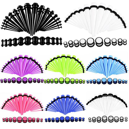 36PCS Acrylic Ear Gauge Taper & Plug Stretching Kit — Mixed Color Flesh Tunnel Expansion Jewelry 14G-00G