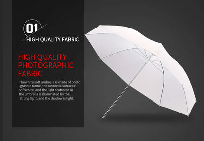 4-Pack 33"/83cm Soft White Translucent Umbrellas — Photo & Video Studio Lighting Diffusers for Photography Flash