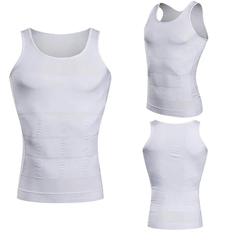Men's Slimming Body Shaper Tank Top: Compression Shirt for Gynecomastia with Abdomen Control - Workout Undershirt