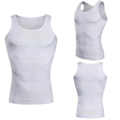 Men's Slimming Body Shaper Tank Top: Compression Shirt for Gynecomastia with Abdomen Control - Workout Undershirt
