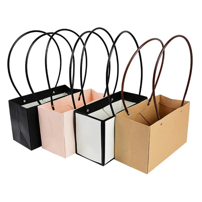 Portable Waterproof Kraft Flower Box Gift Bag - Ideal for Wedding, Party, and Birthday Gift Packaging