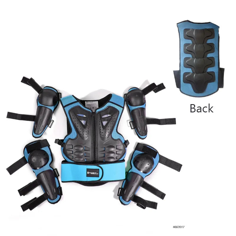 Kids Motocross Body Armor Vest – Chest, Spine & Knee Protection Gear for Boys & Girls (Height 0.85–1.7m)