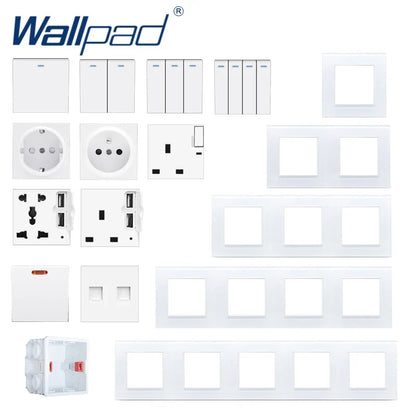 4 Pin Audio Wall Socket Panel - Luxury Crystal Glass Audio Video Sound Outlet 110V-250V