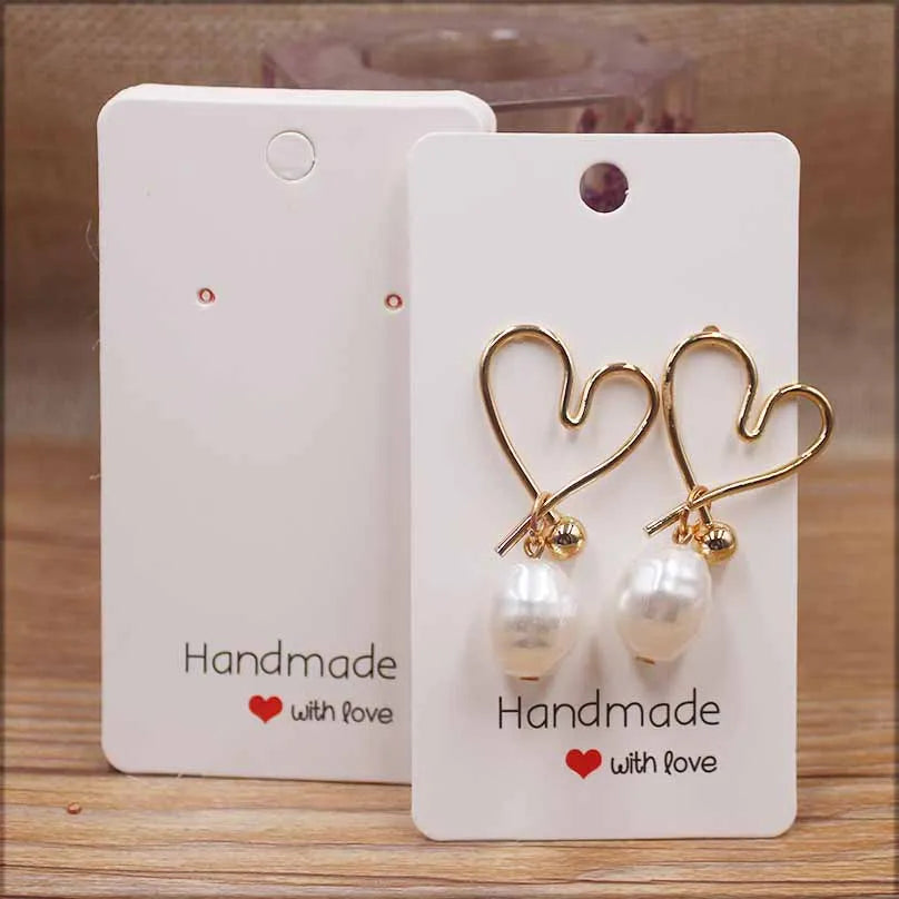 50PC Handmade Style Paper Earring Cards – DIY Jewelry Packaging in Brown & White, Multiple Sizes (5x5cm, 3x3cm, 5x9cm, 5x6.5cm, 5x7cm)