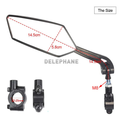 Adjustable Bike Rear View Mirror – Rotatable Handlebar Reflector for Clear Rearview, Electric Scooter and Bicycle Accessory