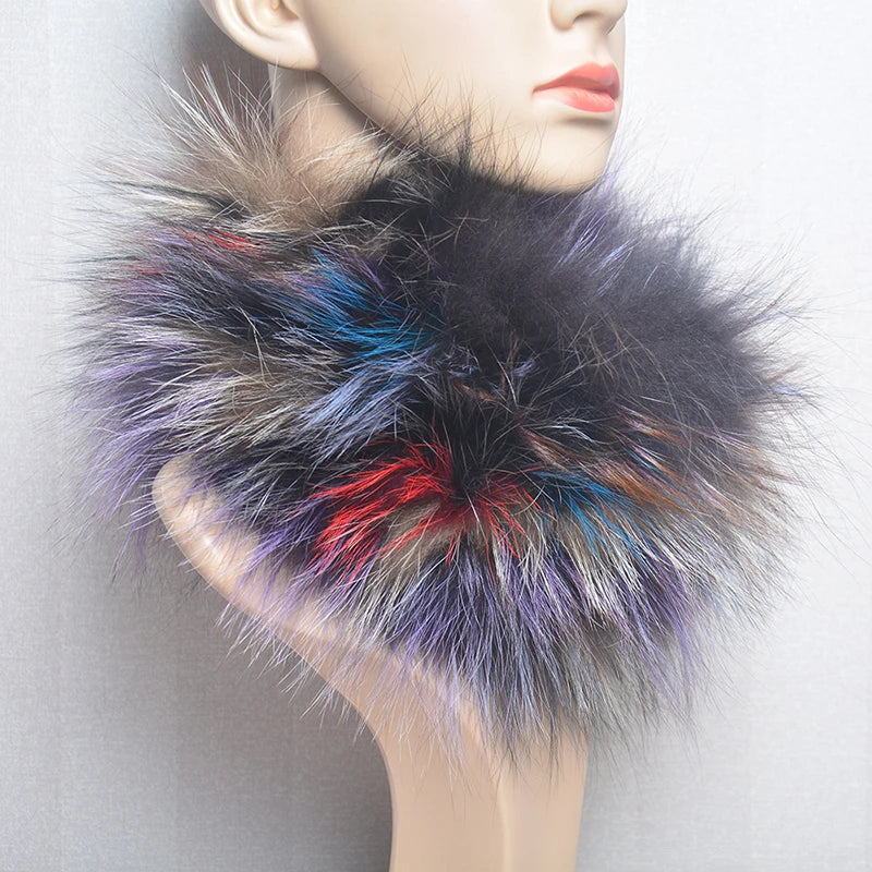 2025 Real Fox Fur Scarf and Headband – Luxury Winter Neck Warmer for Women, 100% Natural Fur, Elastic Ring Muffler