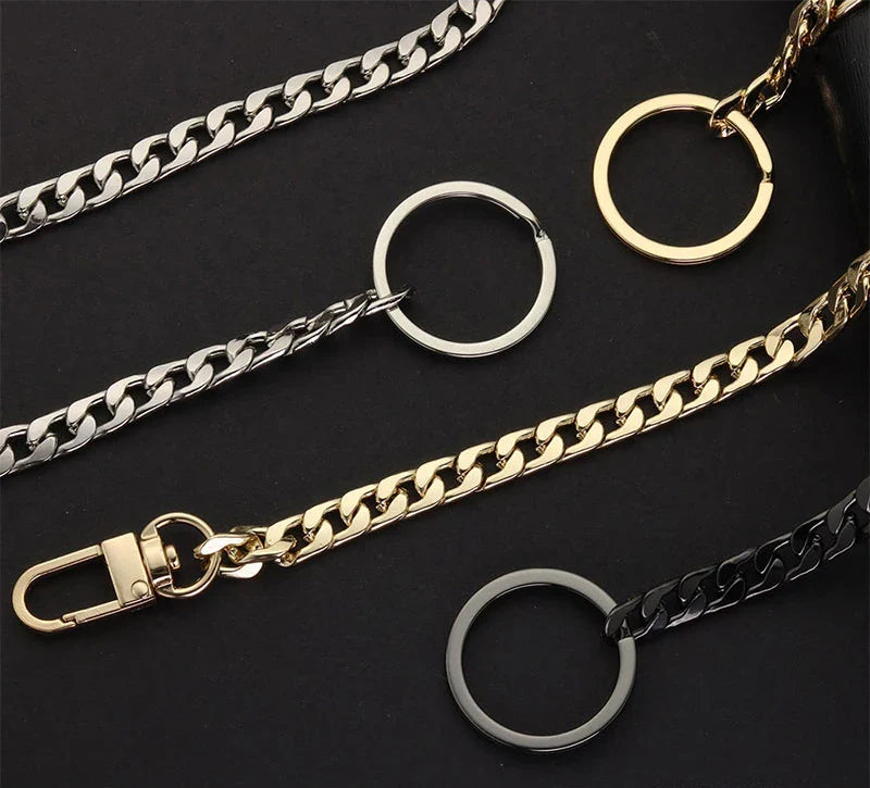 40cm Metal Key Chains – Wallet & Belt Chain for Hipster Pants, Hip Hop, Rock, Punk Street Style, Anti-Lost Keyring for Men (K404)