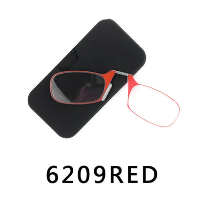 Men’s Nose Clip Reading Glasses – High-Quality Portable Transparent Eyewear for Seniors with Case