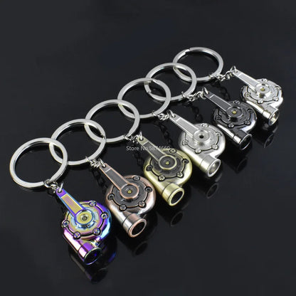 Mini Turbocharger Keychain - Spinning Turbine Keyring for Car Interior Accessories & Key Fob