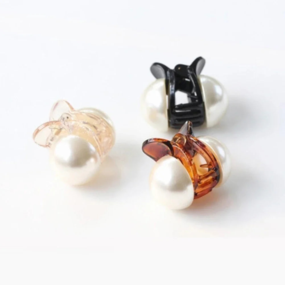 Sweet Korean Mini Round Pearl Hairpins for Women and Girls - Hair Claw Barrettes and Crab Clips for Styling - Makeup Tools and Hair Accessories