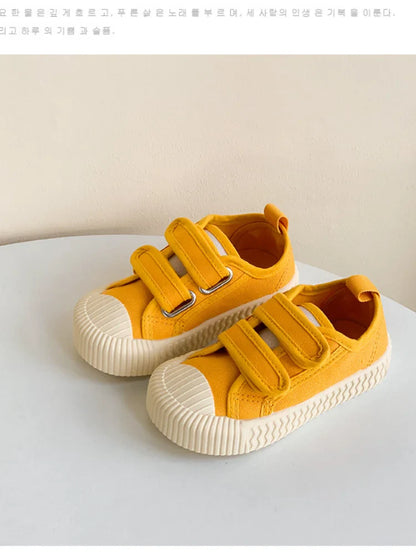 Children’s Canvas Shoes — Boys & Girls Spring/Autumn Breathable Toddler Shoes with Soft Sole & Hook-and-Loop Closure